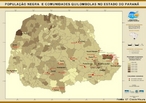 Imagem traz a localização da população negra e das comunidades quilombolas no Estado do Paraná. <br/> <br/> Palavras-chave: negros, quilombo, localização.