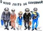 Charge de 16 DE JUNHO DE 2008. <br/> De Simch - "o novo jeito de governar" crtica ao governo gacho <br/> <br/> Palavras-chave: poder, poltica, ideologia, governo.  