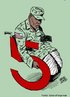 A charge mostra um soldado Afrodescendente norte americano em uma cadeira de rodas em forma do nmero 5, que simbolicamente representa os cinco anos da guerra do Iraque. <br/> <br/> Palavras-chave: poder, poltica, ideologia, Iraque, EUA, imperialismo.