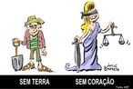 Charge Jorge Barreto 03/10/2006 <br/> MST A justia  cega <br/> <br/> Palavras-chave: direito, cidadania, movimentos sociais, MST, latifndio, arte, engajamento social.