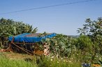 Barraca no acampamento  Detalhe de acampamento do MST s margens de grandes latifndios de soja - 2008, na luta por assentamentos, reforma agrria e transformaes sociais.  H 25 anos atrs, em Cascavel (PR), surgiu o MST unindo posseiros, atingidos por barragens, migrantes, meeiros, parceiros e pequenos agricultores. Desde sua fundao, o Movimento Sem Terra se organiza em torno de trs objetivos principais: Lutar pela terra; Lutar por Reforma Agrria; Lutar por uma sociedade mais justa e fraterna. <br/> <br/> Palavras-chave: Movimentos sociais, MST, acampamento, assentamento, direito, reforma agrria, trabalhadores rurais, camponeses, democracia, funo social da terra, cidadania, movimentos agrrios no Brasil.